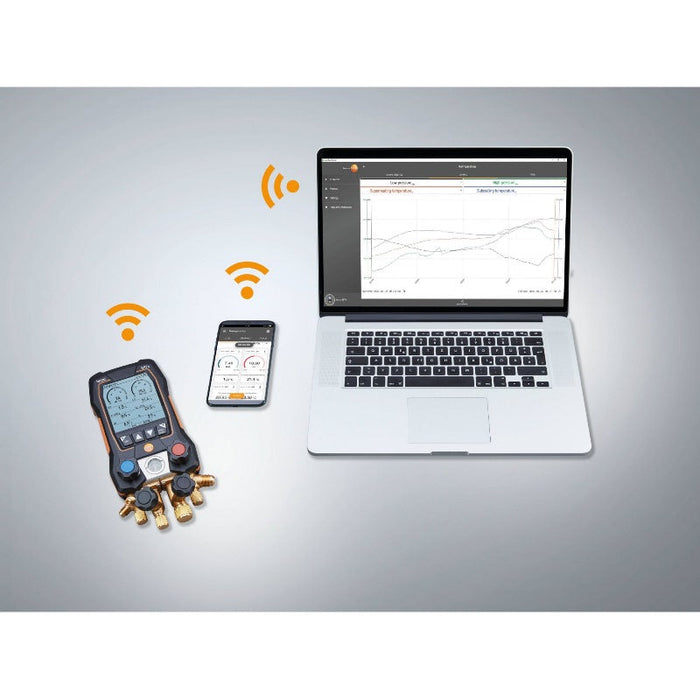 Testo 557s Smart Digital Manifold with Wireless Vacuum and Clamp Temperature Probes