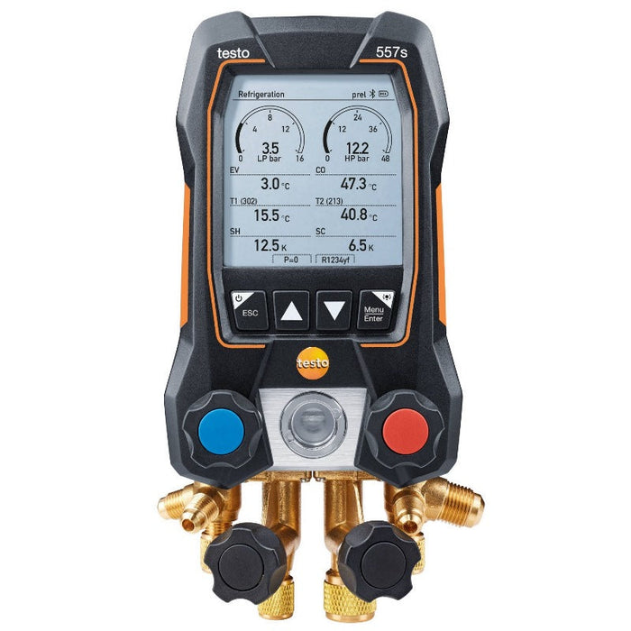 Testo 557s Smart Digital Manifold with Wireless Vacuum and Clamp Temperature Probes