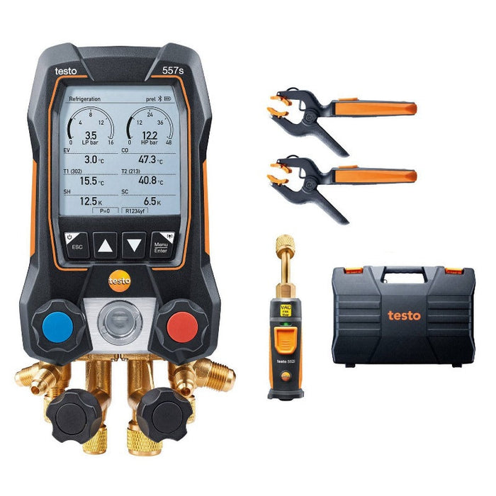 Testo 557s Smart Digital Manifold with Wireless Vacuum and Clamp Temperature Probes