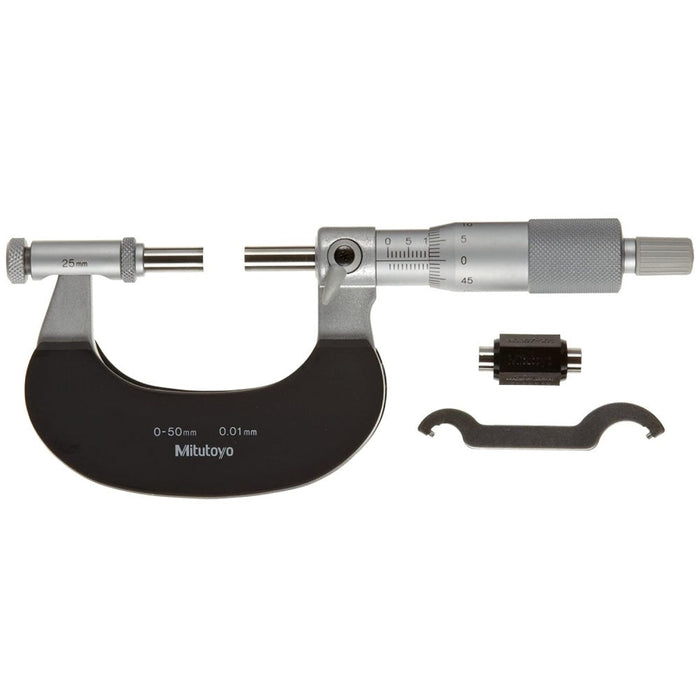 Mitutoyo 104-171 : Outside Micrometer with Interchangeable Anvils: 0-50mm