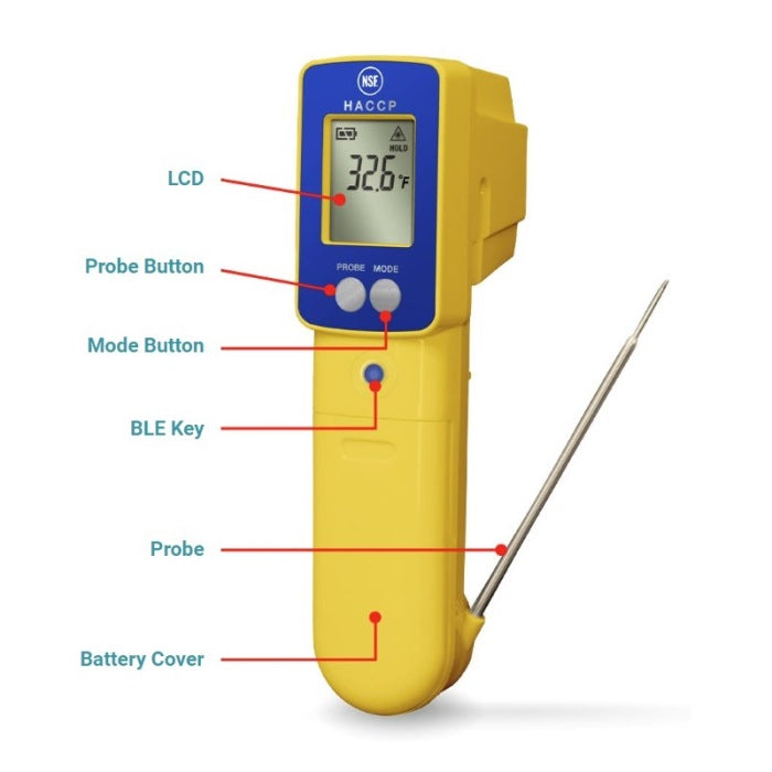 DeltaTrak 15039-01 ThermoTrace® BLE Infrared Thermocouple Probe Combo Thermometer