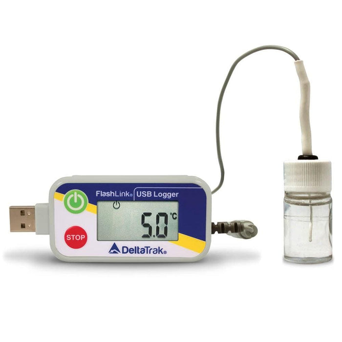 DeltaTrak 20932: FlashLink Certified Vaccine Data Logger with Glycol Bottle - Anaum - Test and Measurement