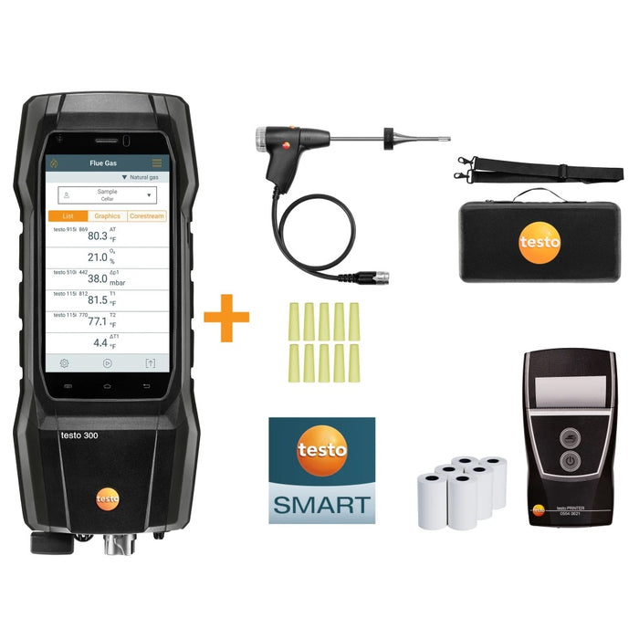 Testo 300 Next Gen - Smoke Edition Combustion Analyzer Kit With Printer