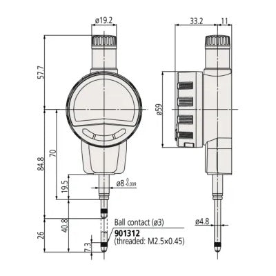 Mitutoyo 543-725B Digital Indicator, Range 0-25.4mm