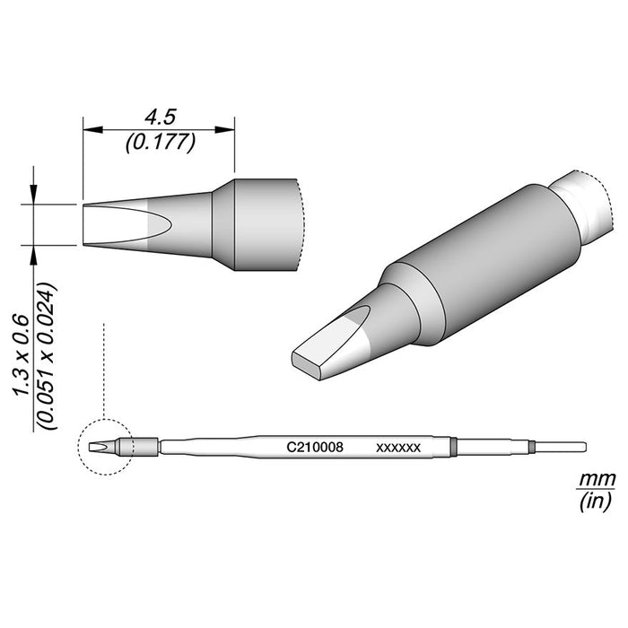 JBC Cartridge Chisel (1.3 x 0.6mm)