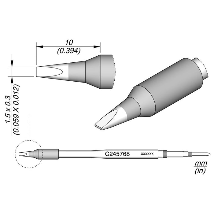 JBC Cartridge Chisel (1.5x 0.3mm)