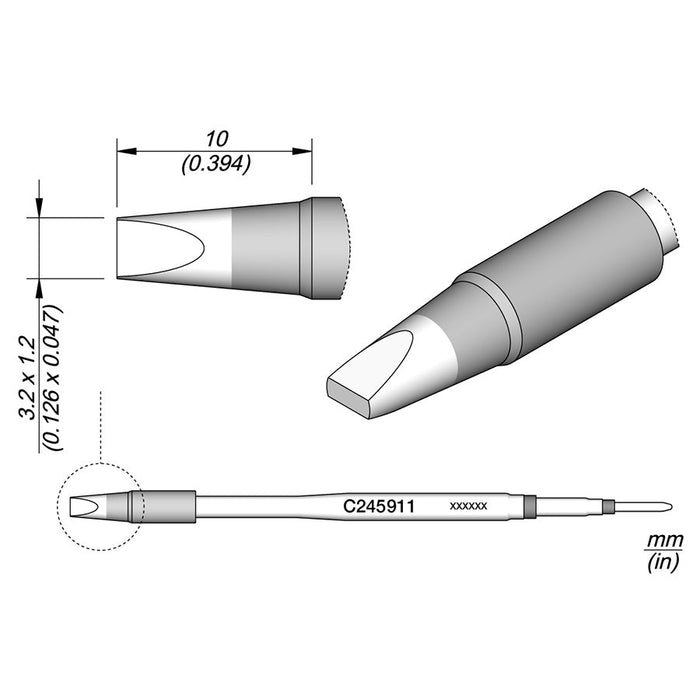 JBC Cartridge Chisel (3.2 X 1.2mm)