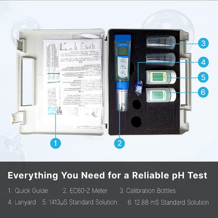 Apera EC60-Z Smart Conductivity/TDS/Salinity/Resistivity/Temp Tester Kit