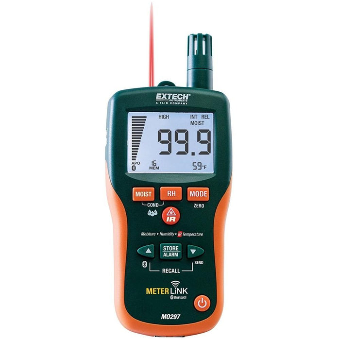 Extech MO297: Pinless Moisture Psychrometer with IR Thermometer and Bluetooth MeterLink