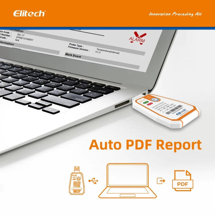 Elitech RC-17 Single-Use Temperature Data Logger, Range -30 to 70°C