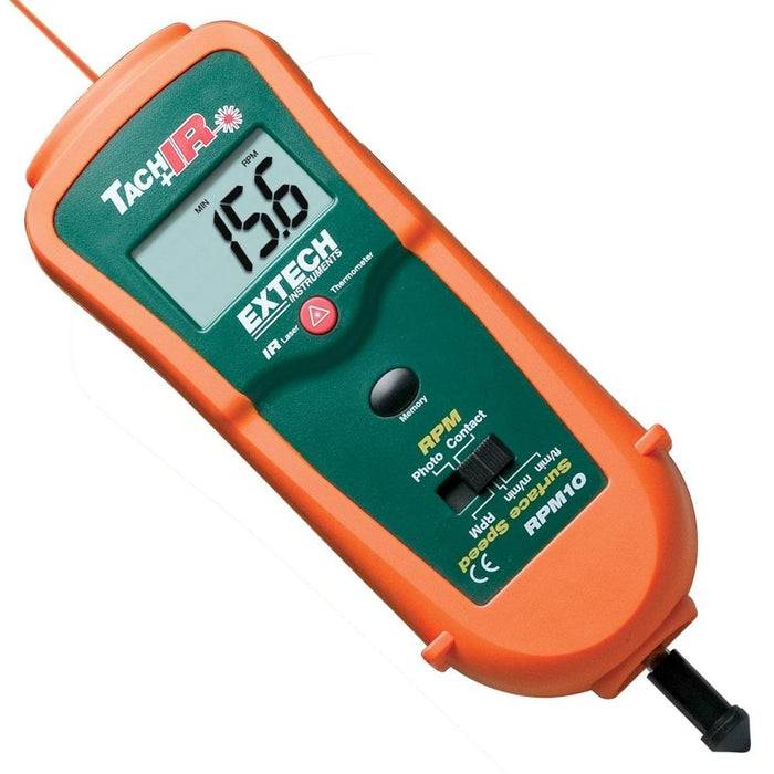 Extech RPM10 Photo/Contact Tachometer with built-in InfraRed Thermometer