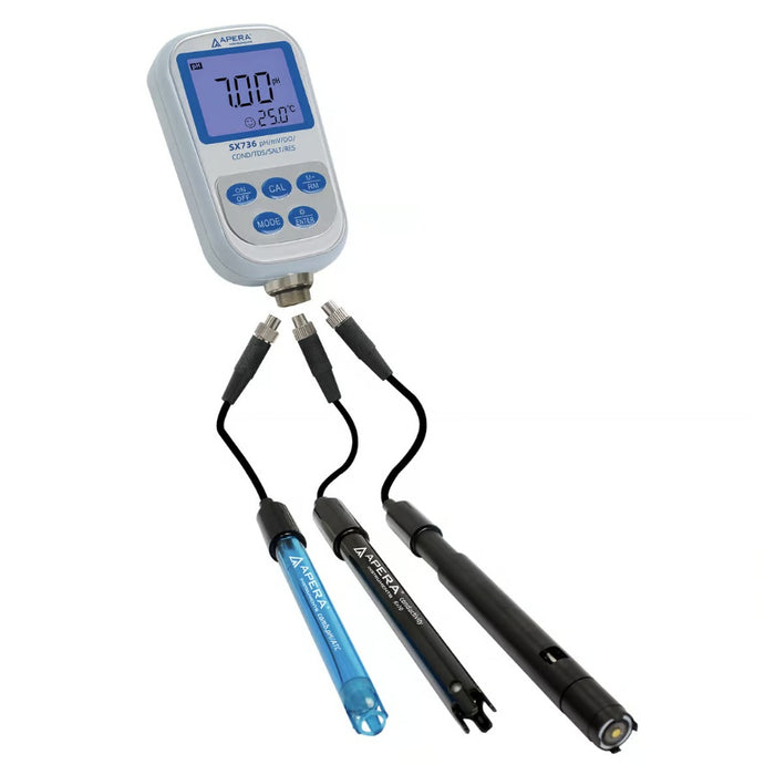 Apera SX736 7-in-1 Portable pH/Conductivity/DO Meter Kit